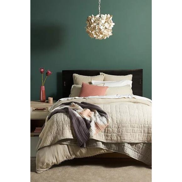 Anthropologie Reversible Airy Guaze Quilt Queen Size Grey New - Picture 1 of 5